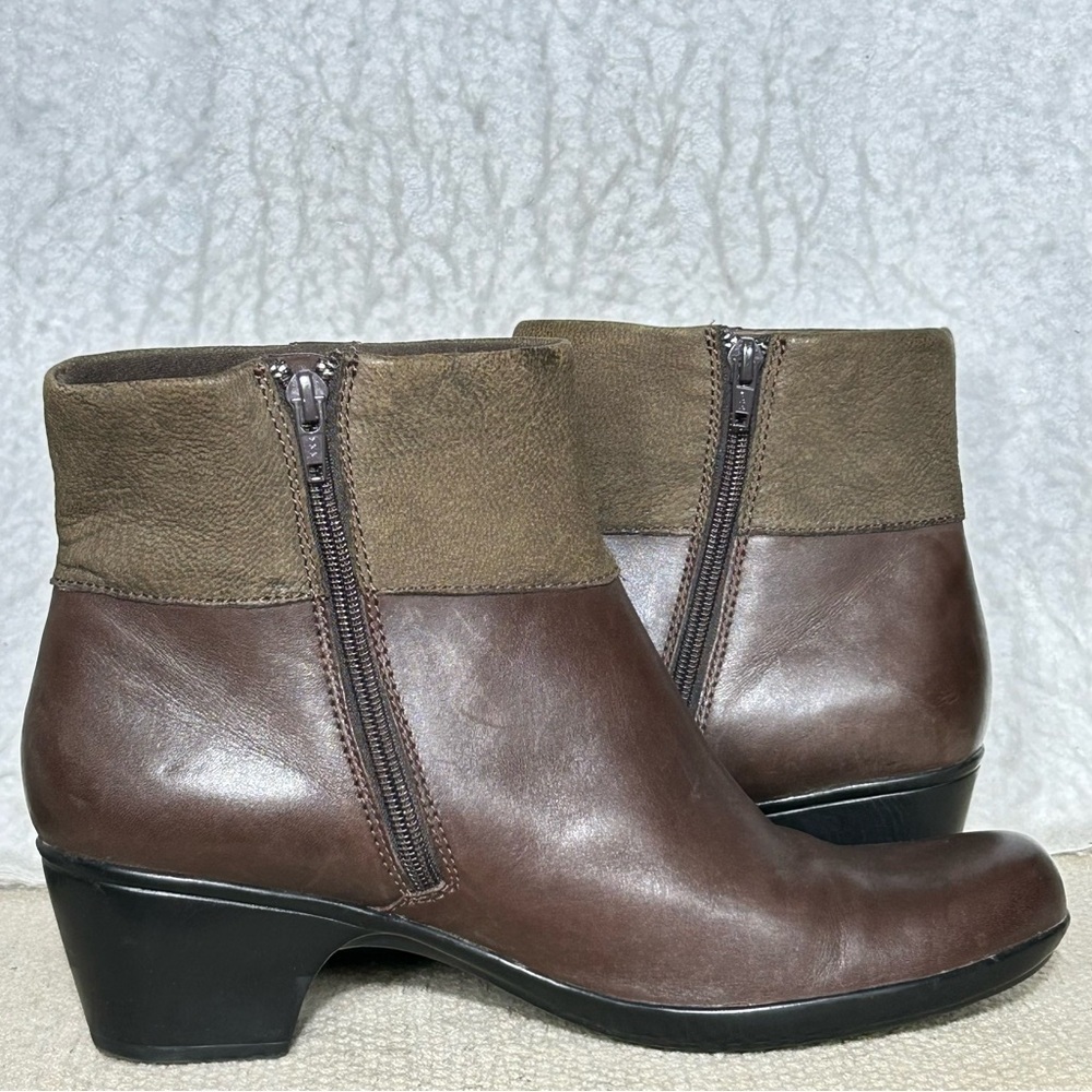 Clarks Womens Ingalls Dover 2-Tone Brown Leather/Suede Ankle Boot Shoes SZ 11M - Picture 6 of 12